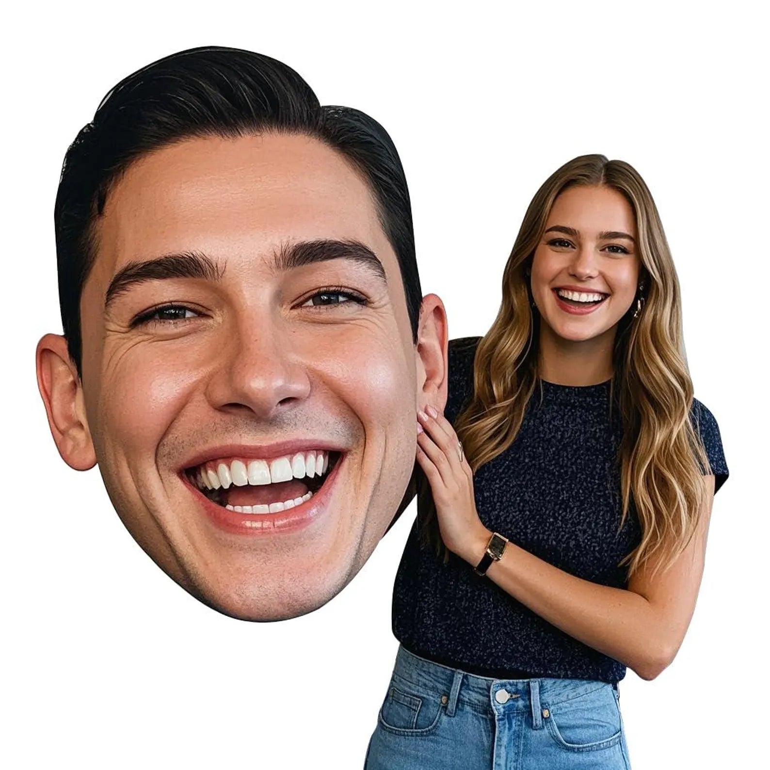 Custom Big Head on a Stick, Funny Face Cutout for Wedding, Birthday Party, Bachelorette, Waterproof Plastic Photo Prop